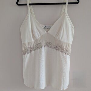 VINTAGE 90's silk embroidery detail tank - Canadian made